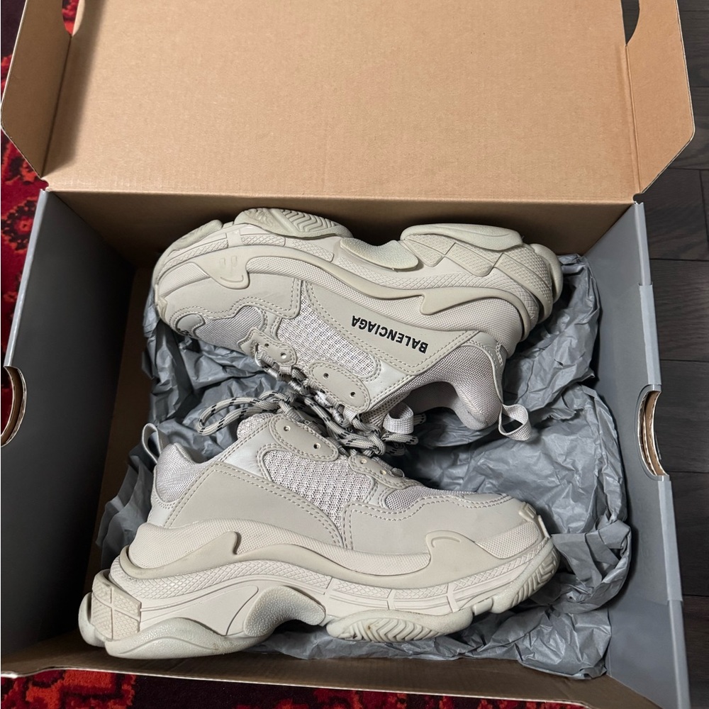 Balenciaga Tan Chunky Sneakers with Rugged Design